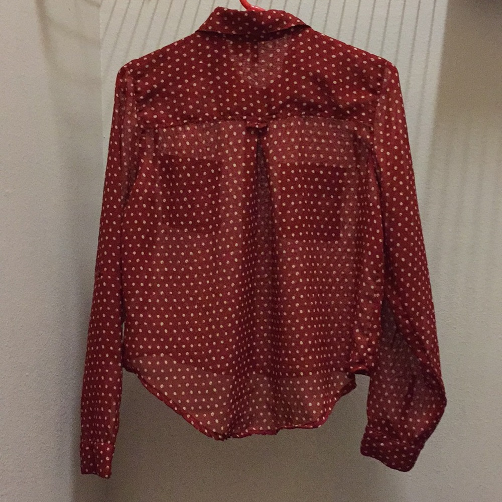 Sheer collared button down blouse - Picture 2 of 6
